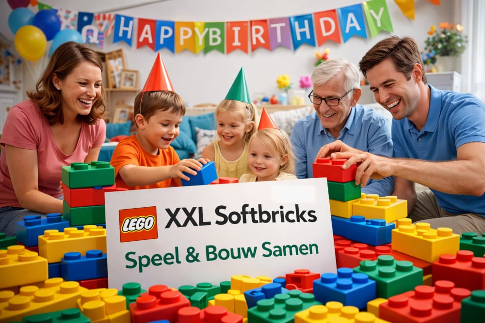 Familie speelt samen met XXL Softbricks